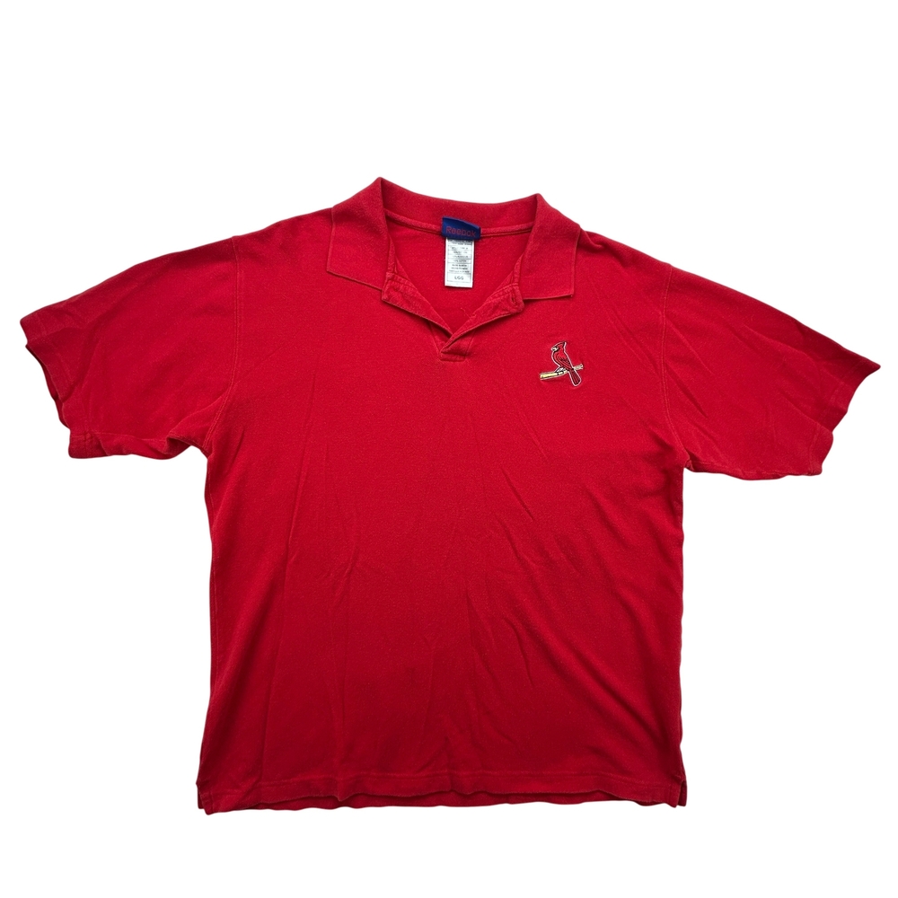 St. Louis Cardinals Shirt Mens Large Reebok Red Polo Embroidered MLB 1105A